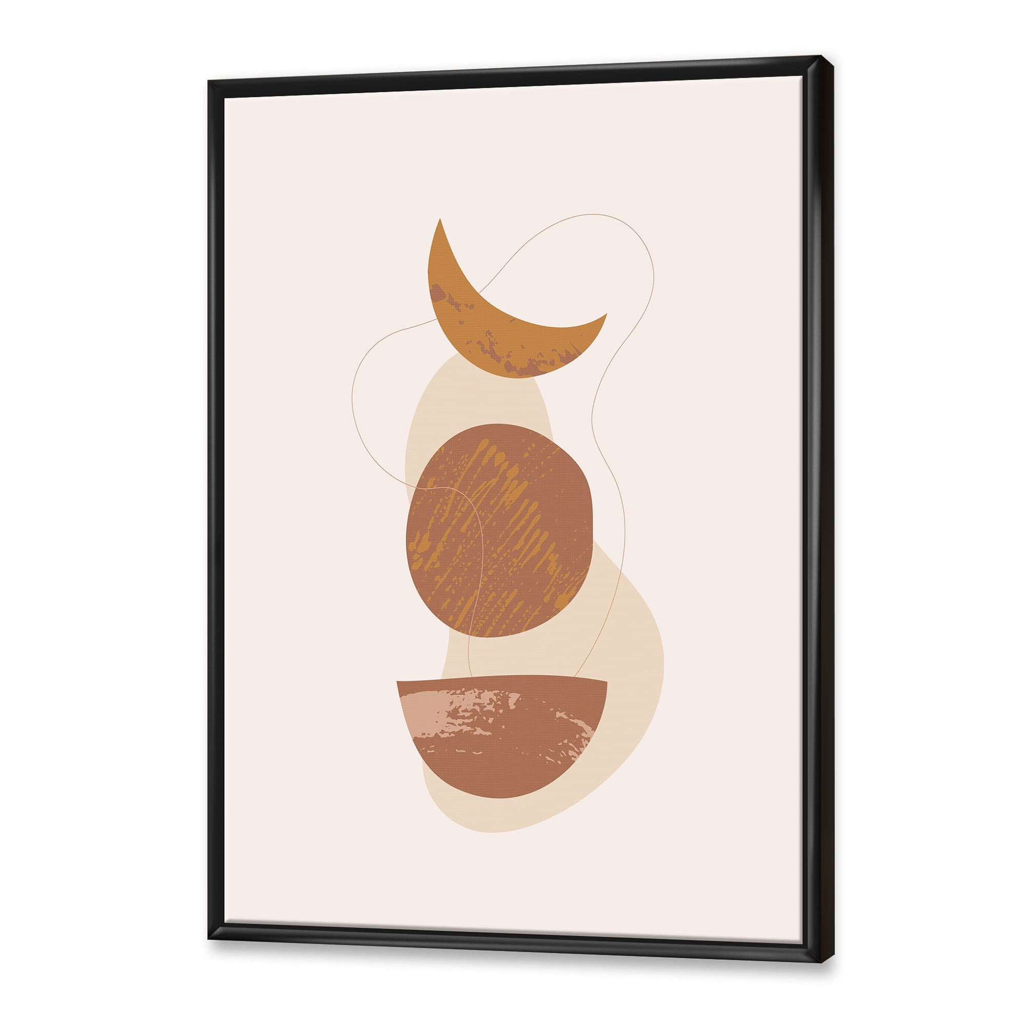 Designart 'Sun and Moon Shapes In Retro Terracotta Tones IV' Modern Framed Canvas Wall Art Print