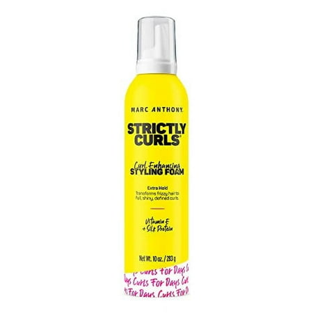 Marc Anthony Curl Enhancing Styling Foam, Extra Hold, Strictly Curls - Vitamin E & Silk Proteins Transforms Frizzy Hair To Full, Shiny, Defined Curls - Sulfate-Free Anti-Frizz Styling Mousse Product
