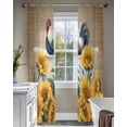thumbnail image 4 of Bathing Roosters Sheer Curtains 84 Inch Length 2 Panels Set for Living Room/Bedroom, Countryside Sunflower Vintage Burlap Kitchen Curtains Grommet Semi-Sheer Curtains Window Treatments 42"x84"x2, 4 of 7