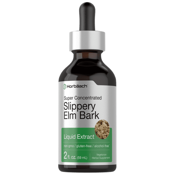 Slippery Elm Liquid Drops | 2 Fl Oz | Vegetarian Supplement for Men and Women | by Horbaach