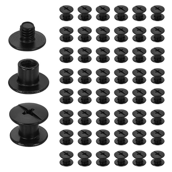 Uxcell 50set Chicago Screw M5 x 5mm 7mm Length Metal Phillips Nail Rivet Stud Screw Bolts Rivets Binding Post Screw for DIY Leather Belt Bag Craft Bookbinding, Black