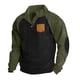 thumbnail image 1 of Sudadera sin capucha para hombre, estilo casual, con mangas raglán y cuello alto, de pana, con bloqueo de color, para exteriores, sin sombrero, de poliéster., 1 of 8
