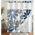 thumbnail image 5 of MIZHONA Blue Grey No Hook Shower Curtain Fabric,Dahlia Floral Bath Curtain,71"× 74", 5 of 8