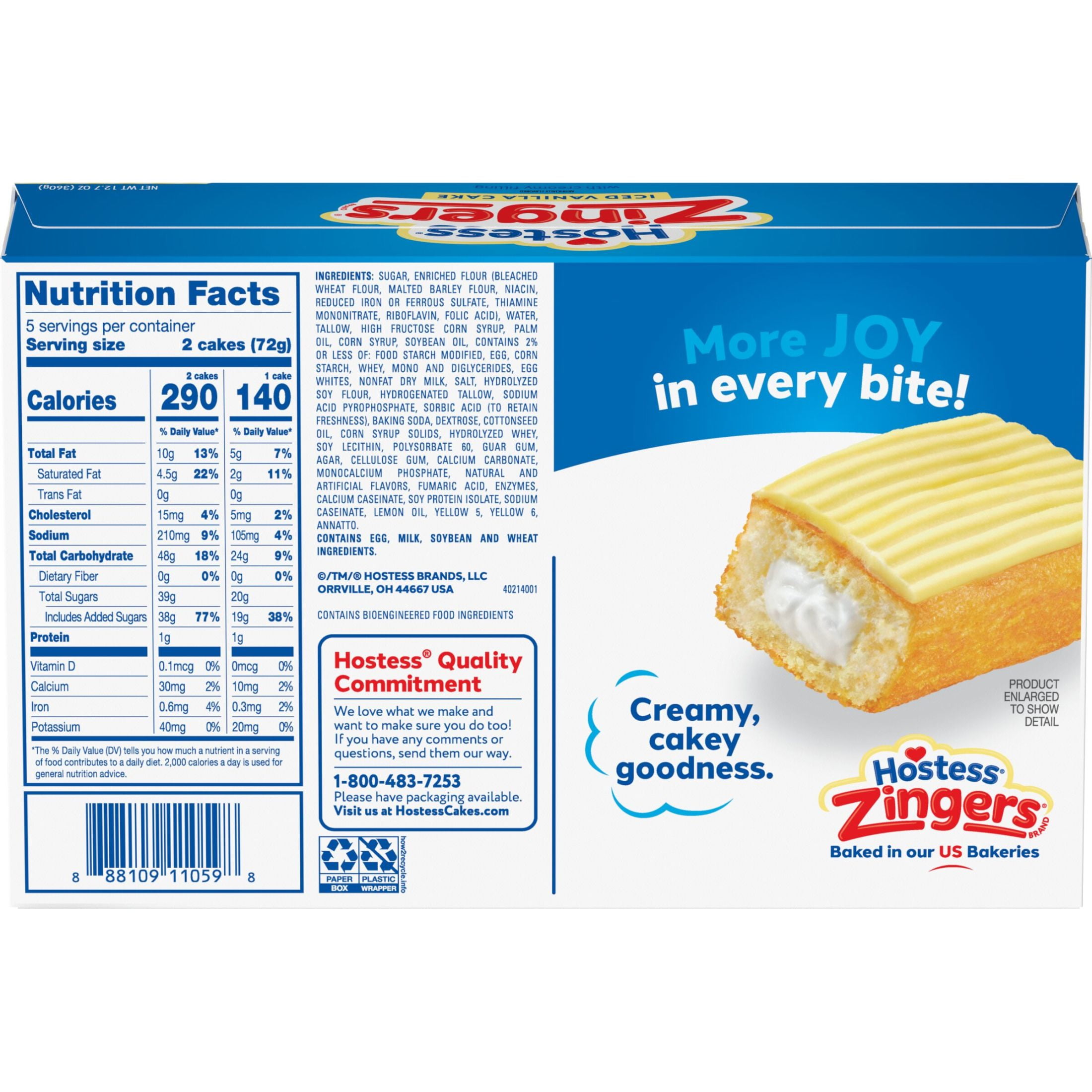 HOSTESS Single Serve Iced Vanilla ZINGERS, Vanilla Cakes