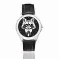 thumbnail image 2 of SUNENAT Funny Raccoon Hipster Animal Women's Fashion Stainless Steel Watch with Black Leather Band, 2 of 5