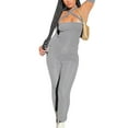 thumbnail image 2 of hirigin Women's Halter Bodycon Rompers, Sleeveless Solid Color Jumpsuit Pants with Arm Sleeves, 2 of 9