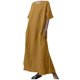 thumbnail image 1 of Vestido largo de lino para mujer talla grande - Cintura con cordón, abertura, manga corta, informal, 1 of 6