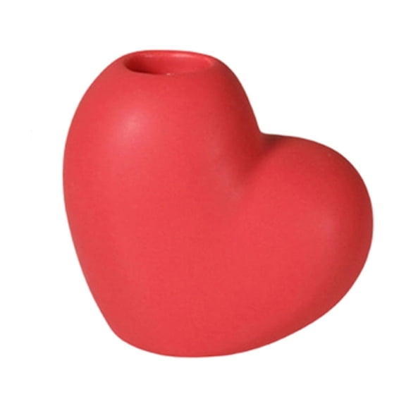Hot Pink Valentine'S Day Heart Ceramic Candle Holder Craft Ornament Wedding Festival Candle Stand Tabletop Decor In Vibrant Tone