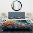 thumbnail image 3 of Designart "Microscopic Fantasia in Colorful Ink River V" Abstract Shapes Bedding Covert Set - Abstract Blue Modern Bed Set With 2 Shams, 3 of 6
