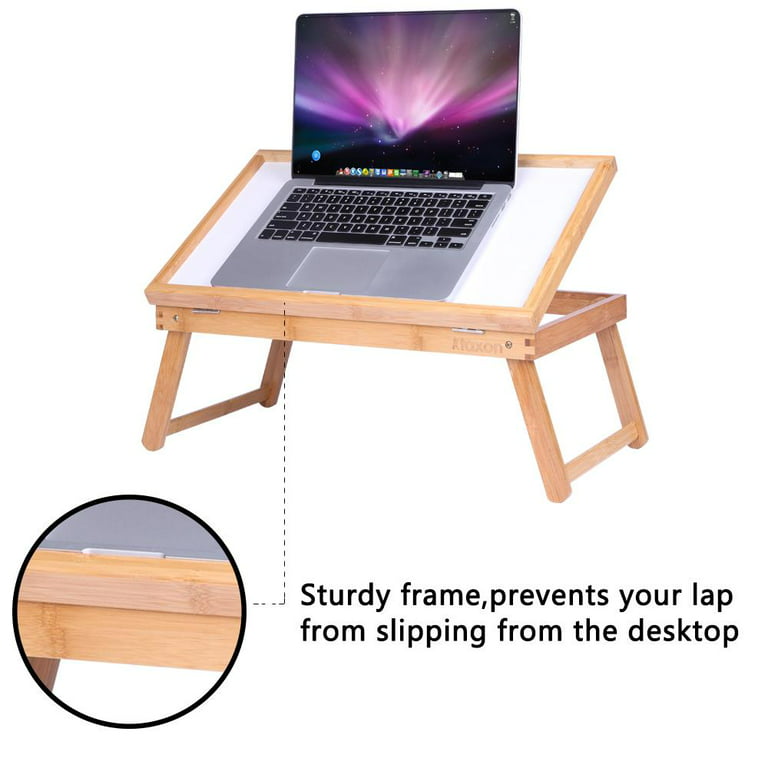 Ktaxon Portable Laptop Desk Folding Foldable Lap Tray Bed Adjustable Table  Stand Bamboo 
