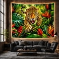 thumbnail image 6 of Snarling Jaguar in Dense Tropical Jungle Dramatic Illustration for Wildlife Enthusiasts, Jungle Wall Art, Housewarming Gift, Tapestry Wall Hanging for Bedroom and Living Room, 6 of 7