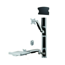 Amer Networks Sit-Stand Combo Workstation Wall Mount System, Silver