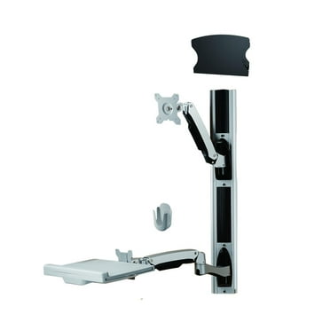Amer Networks Sit-Stand Combo Workstation Wall Mount System, Silver