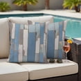 thumbnail image 4 of Blue Wood Grain Outdoor Waterproof Pillow Covers, Farmhouse Mottled Striped Plank Decorative Square Throw Pillowcase Sofa Cushion Sham for Patio/Couch/Chair, 24"x24" 2 Pack, 4 of 8