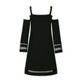 thumbnail image 4 of QUYUON Women's Cold Shoulder Tunic Dress Summer Backless Off the Shoulder 3/4 Sleeve A-Line Black Dress for Women Wedding Guest Evening Party Cocktail Dresses Style D-4246 Black XXXL, 4 of 6