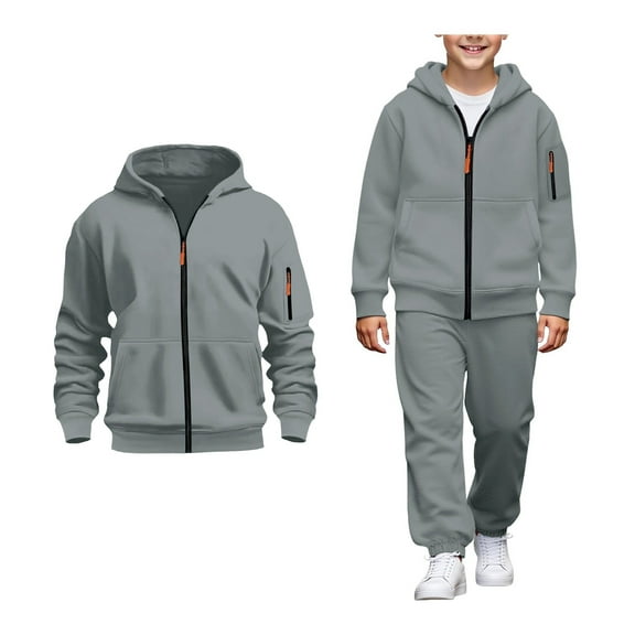 Kids Sweatsuit Set for Boys 2PC Long Sleeve Zip Up Hoodie Sweatshirt and Active Jogger Pants Fall Clothes Kids Boys Clothes 6-7 Years
