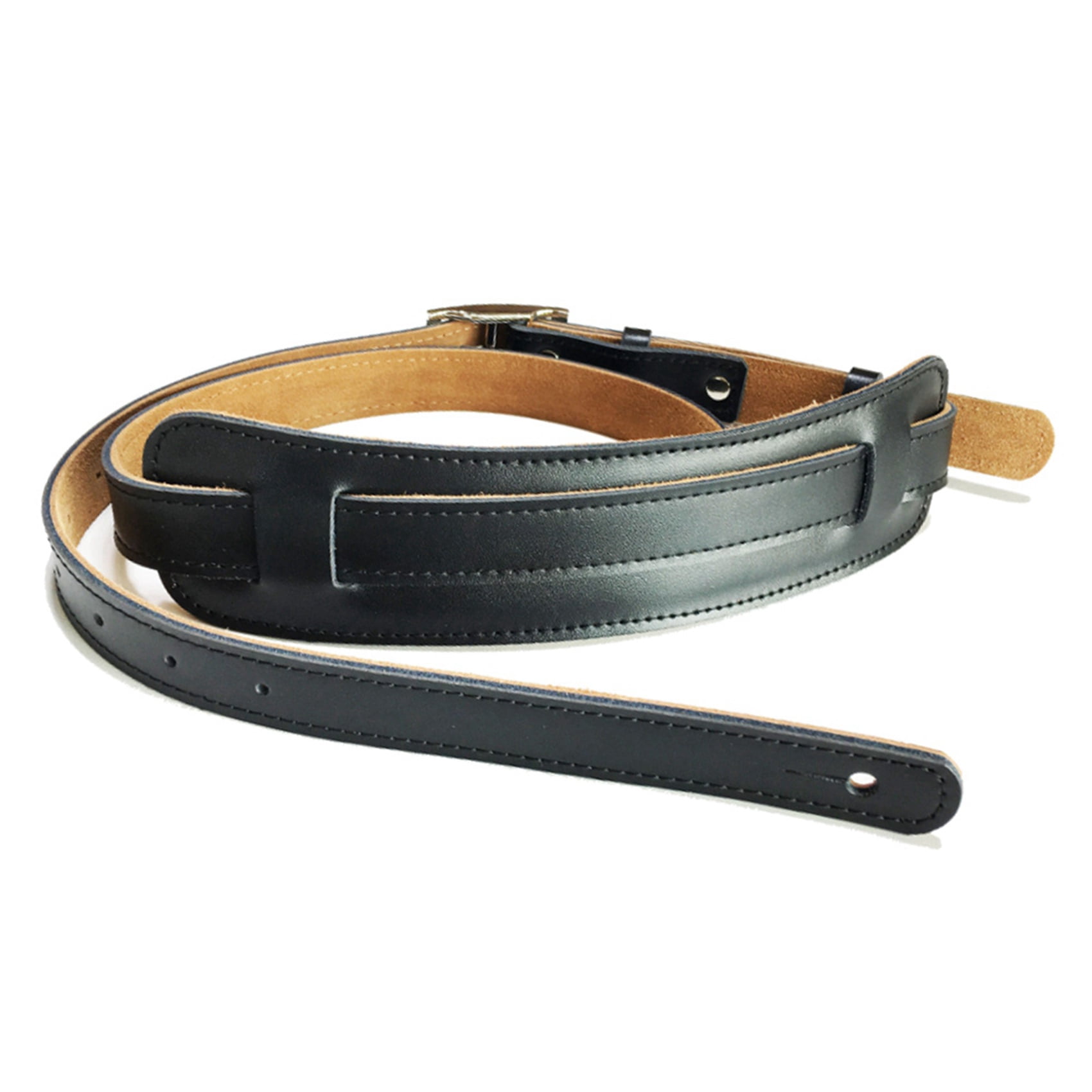 2x Leather and Metal Buckle Electric Guitar Strap Belt Shoulder Pad Adjustable Guitar Straps-White Color & Black Color
