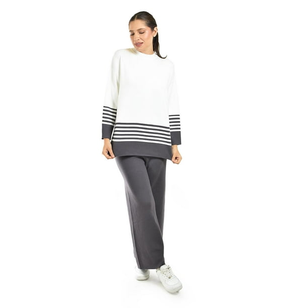 Conjunto de punto a rayas Roman Fashion /Juvenil, 9001 (Gris obscuro) gris oscuro M