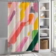 thumbnail image 3 of Ombre Pink Red Geometric Fabric Shower Curtain Abstract Style Washable Shower Curtains for Bathroom, Waterproof Bath Curtain with Hooks Home Decor 36x72in, 3 of 8