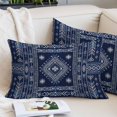 thumbnail image 2 of Navy Blue Brown Southwest Throw Pillow Cover 20 x 30 Inch Decorative Pillow Cover Boho Ethnic Western Geometric Lumbar Pillowcase Seasonal Rectangle Cushion Case for Couch Sofa Bed Living Room, 2 of 9