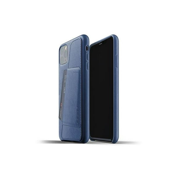 Mujjo MUJJO-CL-004-BL Étui Portefeuille en Cuir Complet pour iPhone 11 Max Pro&44; Bleu