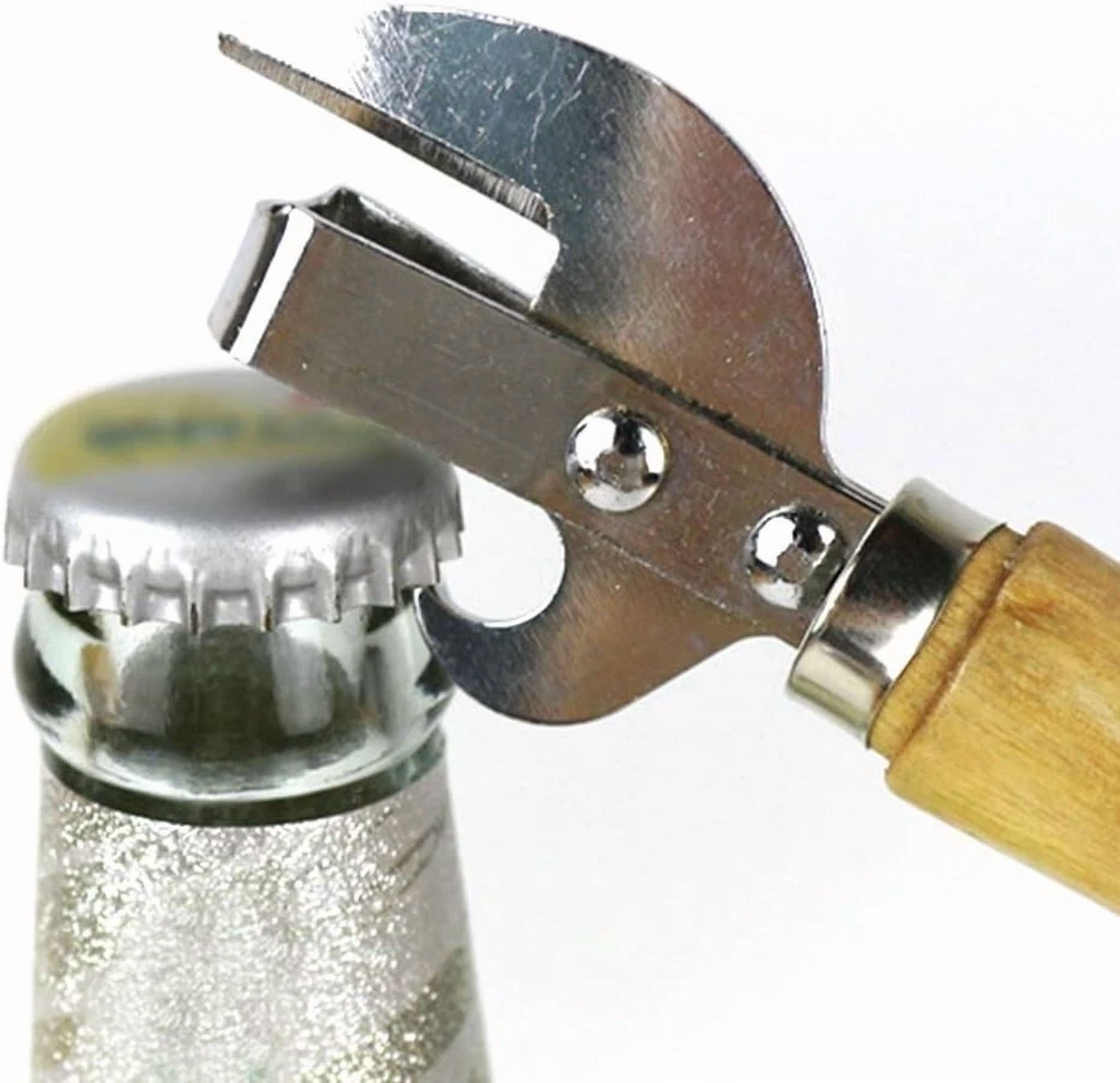 CRESTIN- Stainless Steel Can Opener With Wooden Handle Vintage Style 5.5 ? 1.6 ? 0.8