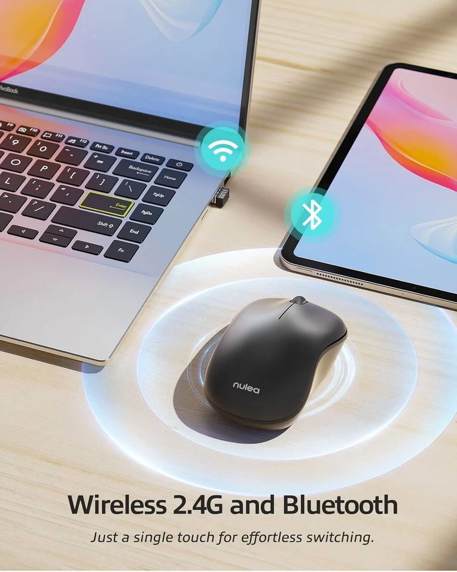 CRESTIN- Wireless Bluetooth Mouse, Dual Mode Connectivity (Bluetooth 5.0 & 2.4G Usb)