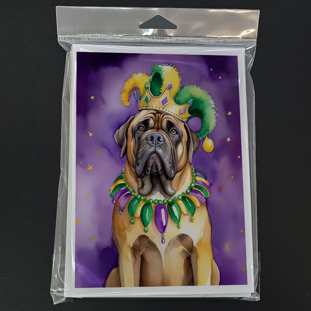Mastiff King of Mardi Gras Greeting Cards Pack of 8 7 in x 5 in