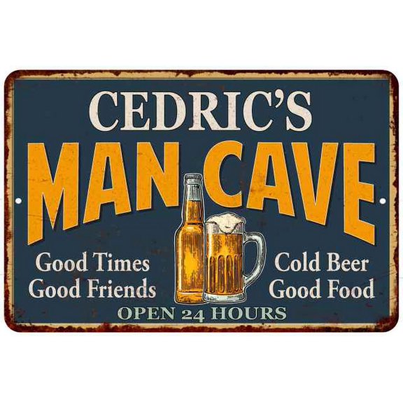 CEDRIC'S Man Cave Metal Sign Green Gift 8x12 208120012393