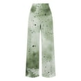thumbnail image 3 of CQONEPT Women's Printed Pants Elastic Waist Wide Leg Pants Drawstring Comfortable Loose Lounge Fashion Pants Green L, 3 of 4