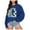 Blue, variant on Fiaer Christmas Women Sweatshirts Snowman Christmas Tree Pullover Crew Neck Long Sleeve Baggy Trendy Cute Graphic Tops White XL