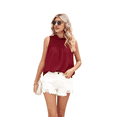 thumbnail image 2 of Camiseta Sin Mangas con Cuello con Volantes para Mujer, Color Rojo Vino, Talla L, 2 of 10