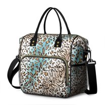 Leopard and Tiger Pattern Womens Lunch Box for Work,Insulated Large Lunch Bag for Tween and Teen,Loncheras Para Mujer,Leakproof Adult Lunch Bag for Work,Beach,Travel,Picnic,Camping