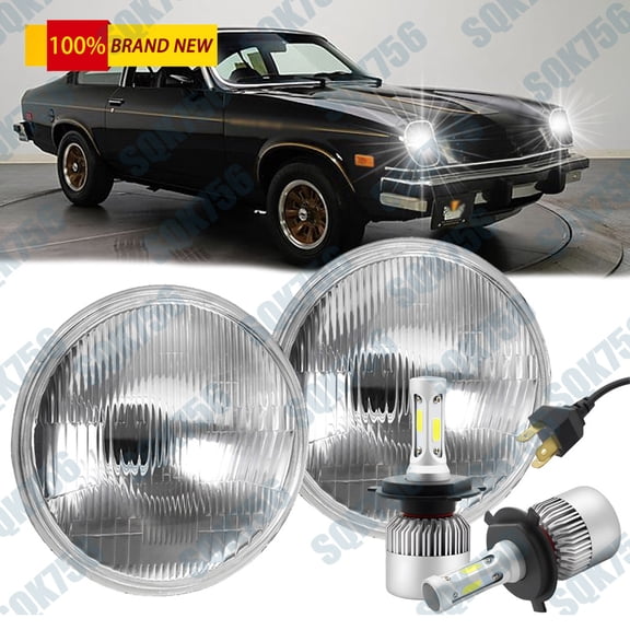 Fit FOR Chevy Monte Carlo 1970-1975 7" Round Projector LED Headlights DRL Hi/Lo