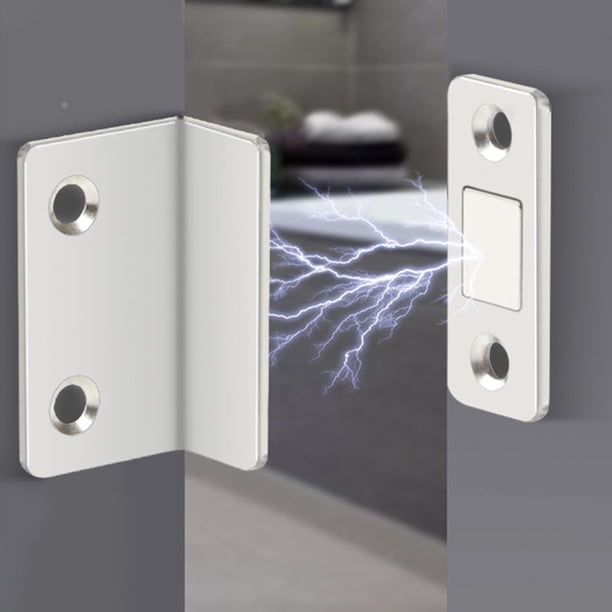Tapón de puerta en forma de L sin perforaciones con ventosa magnética invisible para puerta (plata) Ndcxsfigh Libre de BPA