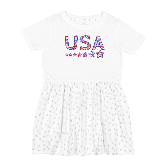 Inktastic Fourth of July USA Red, White, and Blue Girls Toddler Dress