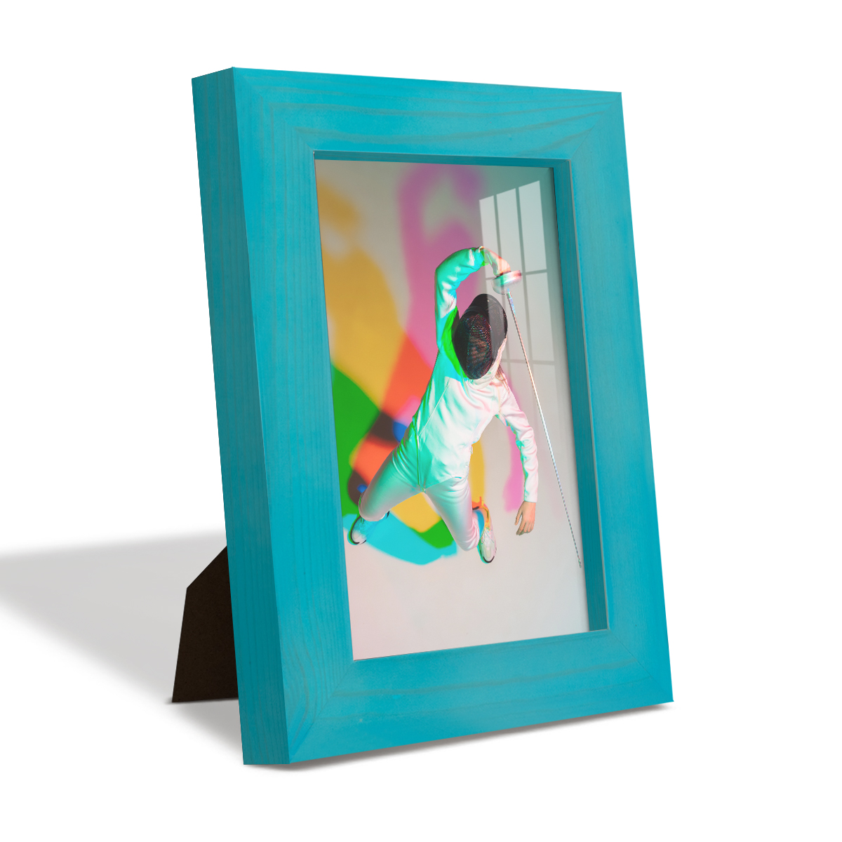 3.5x5 Wood Grain Picture Frame - Cyan