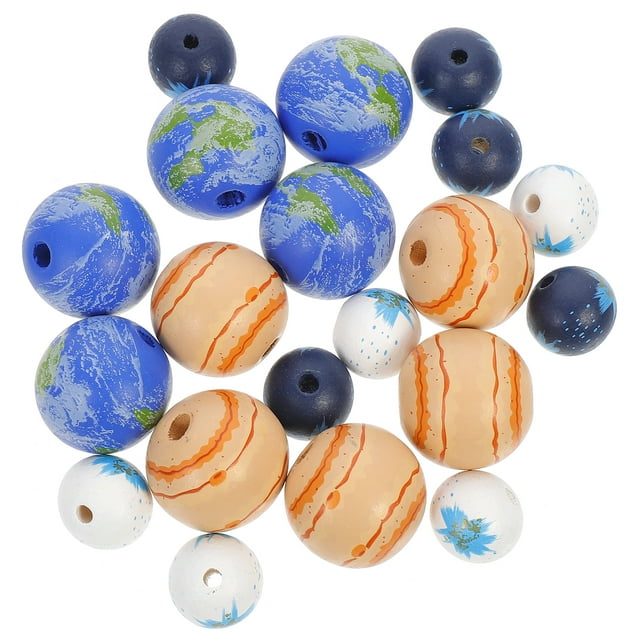 ColoMX 20pcs granos de agujero grandes niños perlas sueltas de cuentas de madera redondos cuentas de joyería