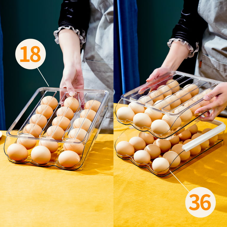 Egg Container for Refrigerator ，Fridge Egg Organizer, Egg Cartons  ，Automatic Rolling Egg Tray Organizer for Refrigerator ，Egg Holder for  Refrigerator 36 Count - Yahoo Shopping