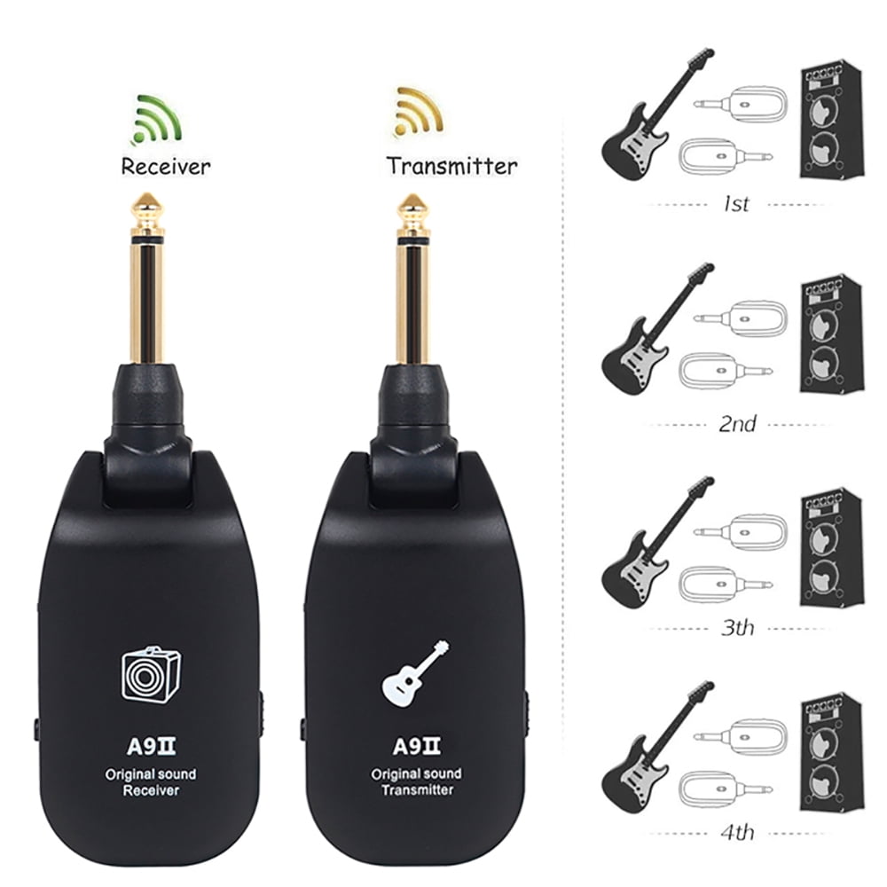 RIWPKFH Wireless Guitar System Built-In Rechargeable 4 Channels Guitar Transmitter Receiver For Electric Guitar Bass Parts Guitar Pickup