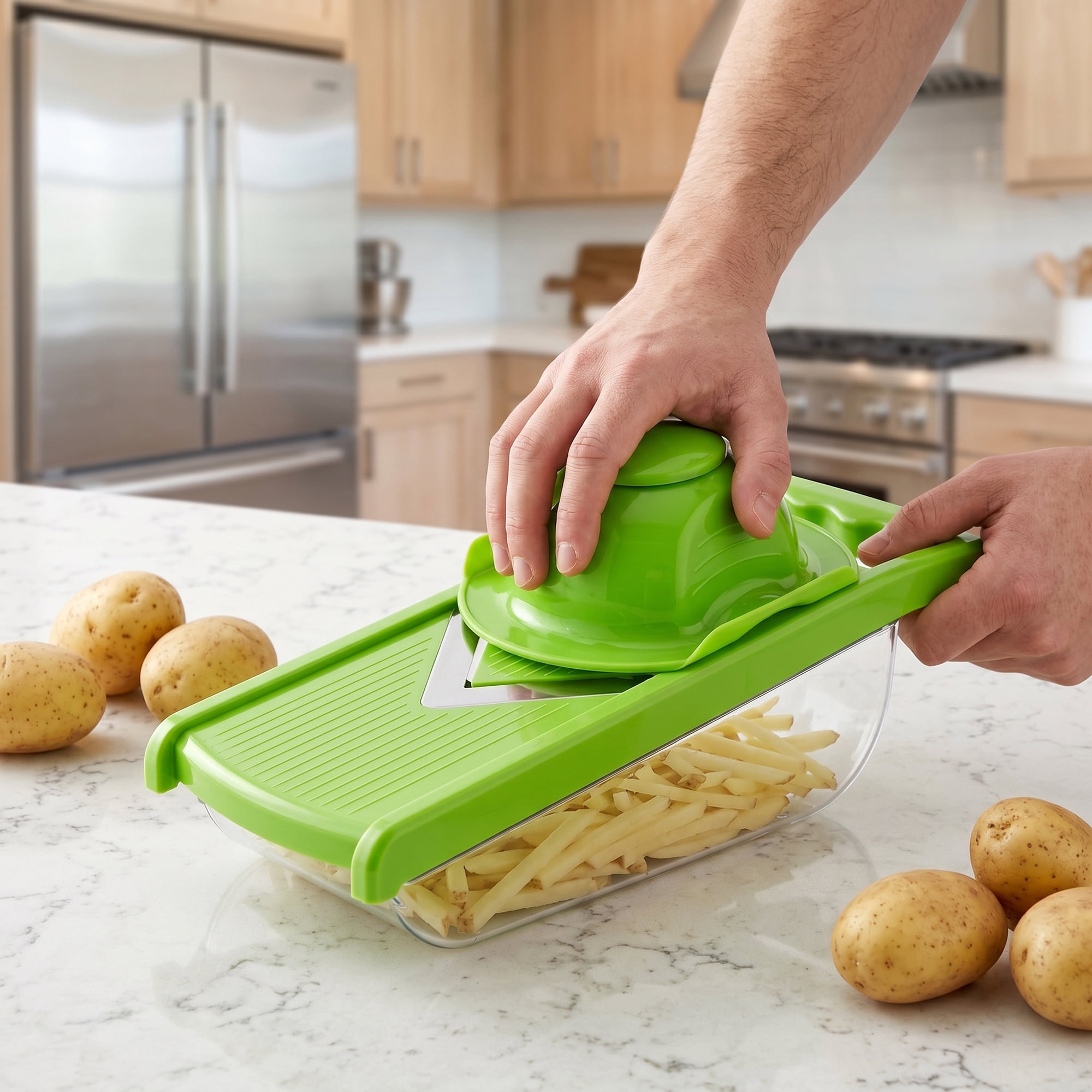 Unique Bargains Useful 4-in-1 Mandoline Slicer for Potato in Kitchen Green 11.6"x4.4"