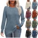 thumbnail image 1 of Tops bohemios sin mangas,Blusa de manga larga cepillada con cuello en V y botones para mujer, poliéster suave, informal, para uso diario, sopatenor, 1 of 9