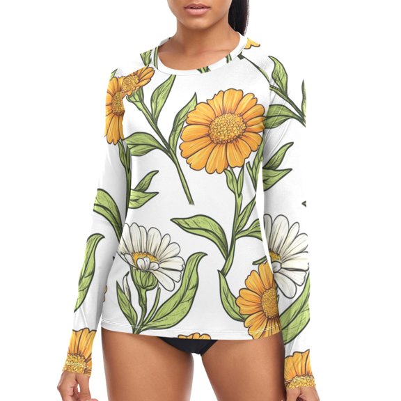 joogoo Womens UPF 50 Sun Shirts Summer Sunflower Long Sleeve UV Protection Rash Guard Tops S