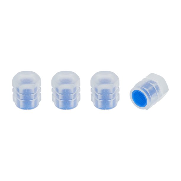 4 Piezas de tapas de vástago de válvula de llanta fluorescentes para automóvil, camión, motocicleta, bicicleta, cubiertas decorativas de polvo de válvula de llanta de poliestireno azul 8x16mm