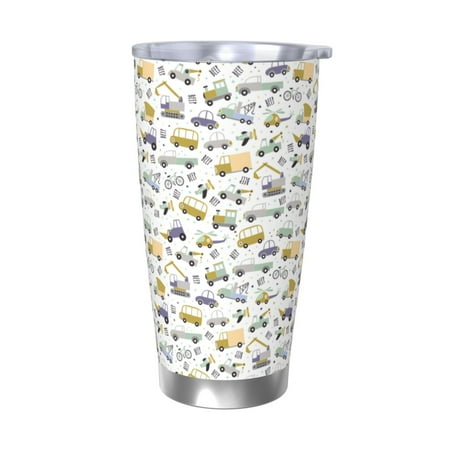 

Susaid Transport 1 Print 20oz Car Cup Insulated Coffee Cup Fully Spill Proof Travel Coffee Mug Stainless Steel Tumbler for Work Home Outdoor Car-Without Straw