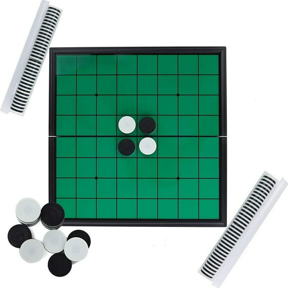 Jeu de Société Classique de Voyage Magnétique avec 64 Pcs Réversibles et Plateau Pliant