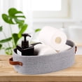 thumbnail image 3 of Cotton Rope Toilet Basket Bathroom Decor Baskets, Toilet Paper Holder Basket, Farmhouse Home Decor Organizing Small Baskets 13"x5.9"x3.9",Gray, 3 of 4