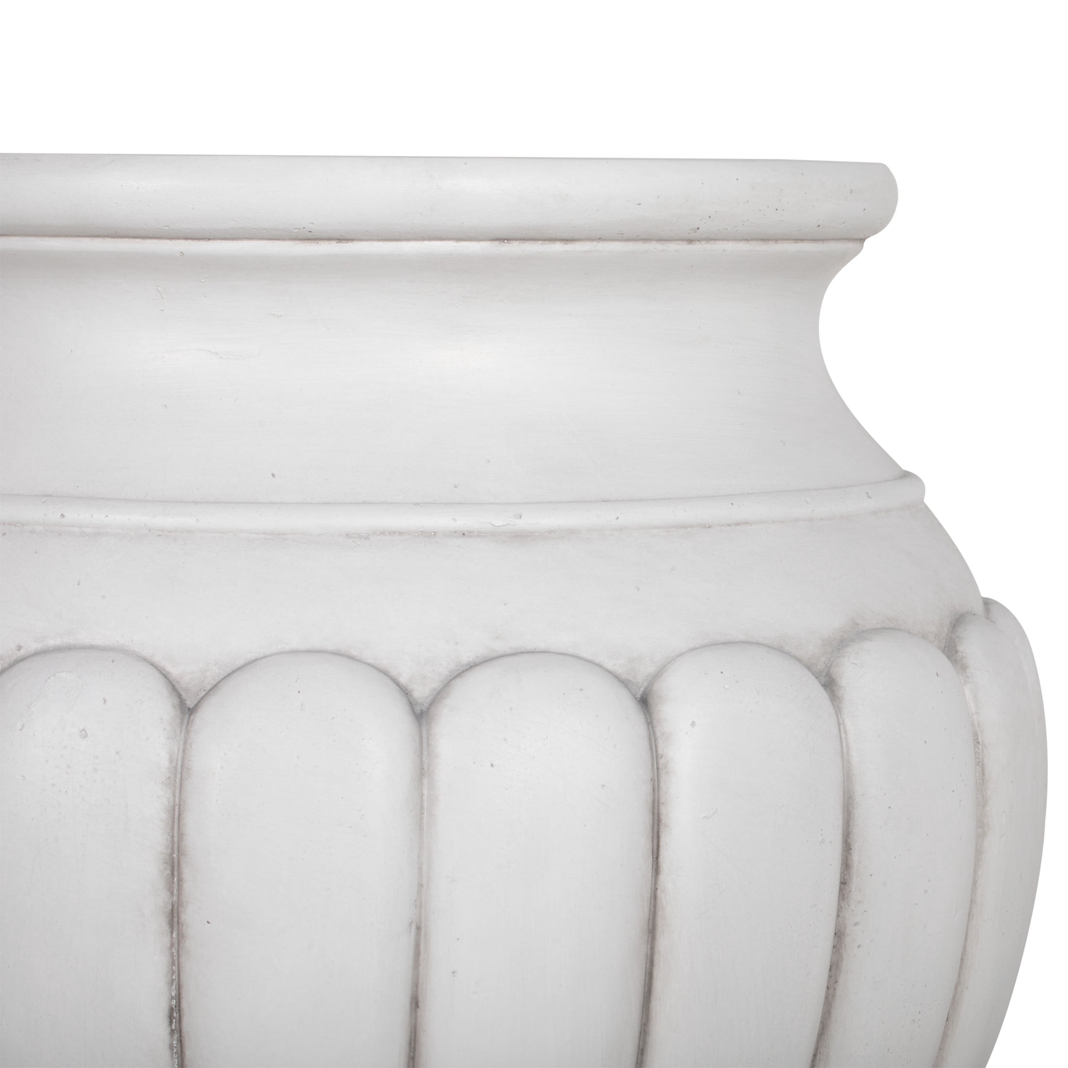 Christopher Knight Home 23" Outdoor Patio MGO Classical Scalloped Pedestal Flower Pot, Antique White