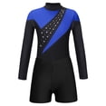 thumbnail image 3 of Yeahdor Girls Long Sleeve Dance Workout Outfit Shiny Faux Diamonds Leotard with Athletic Shorts, 3 of 7
