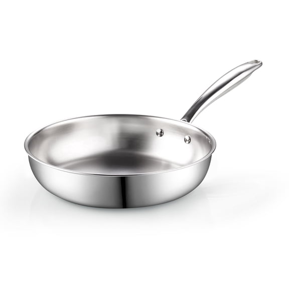 Cook N Home Classic Tri-Ply Clad 10 Inch Stainless Steel Skillet, Saute Frying Pan, Induction, Compatible with All Cooktops, Dishwasher & Oven Safe